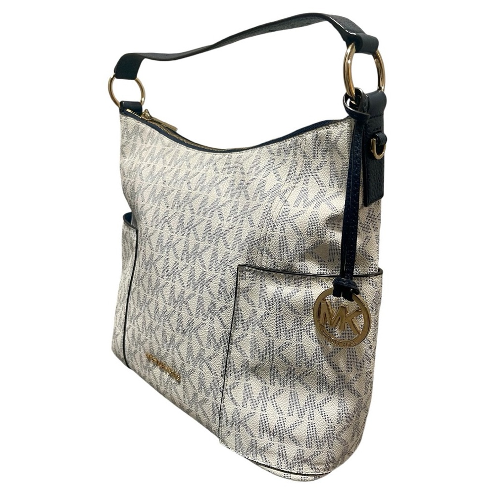 Michael Kors Anita Signature PVC Large Convertible Shoulder Bag - Navy/White